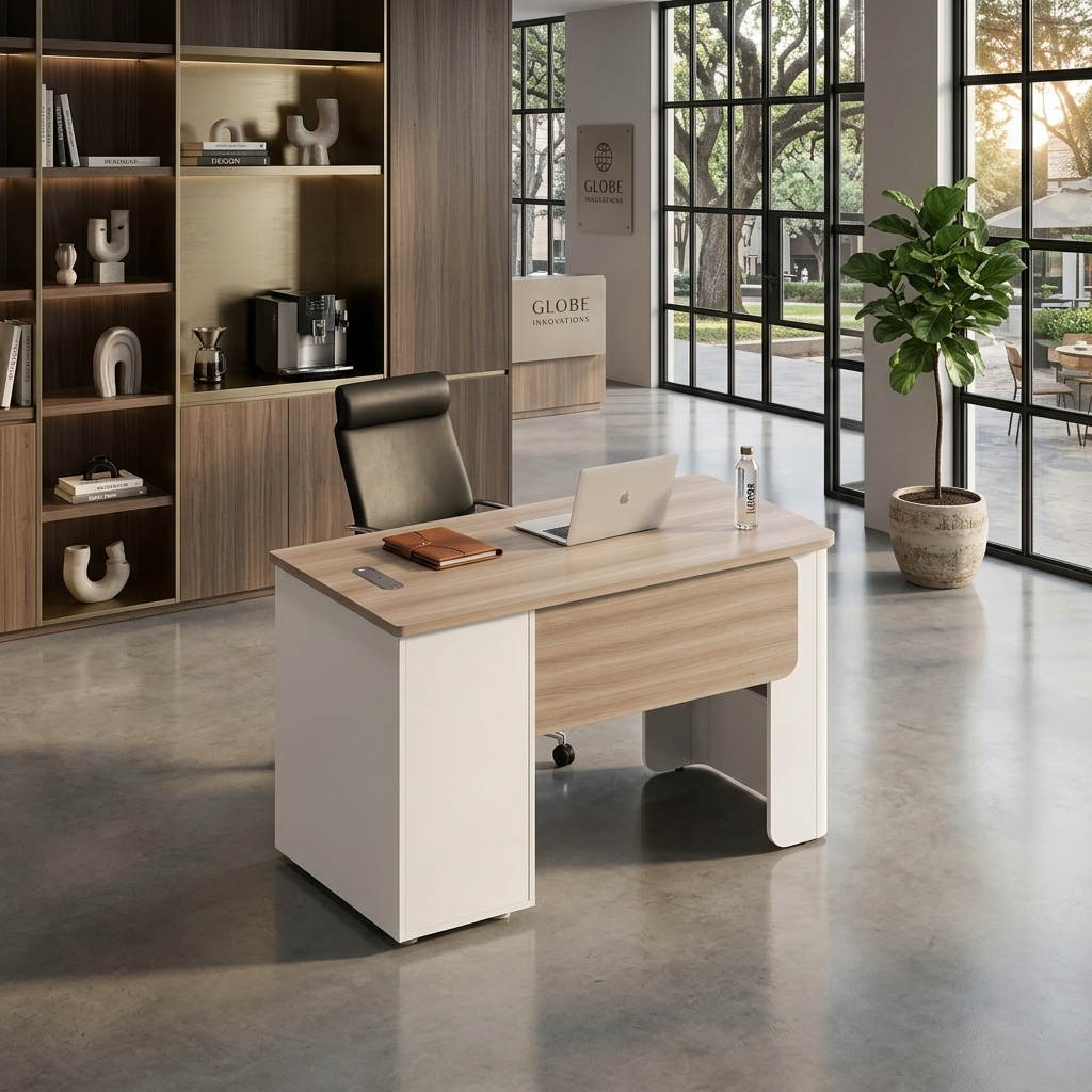 Foto produk Monthana 2 Meja Kantor 120 cm Cokelat
